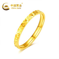 中国黄金 爆闪碎碎冰黄金戒指女足金闭口戒 金重约0.7g