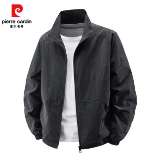 皮尔卡丹（pierre cardin）2025秋季新款立领夹克外套男纯色百搭休闲上衣时尚户外运动外套款 黑色 M