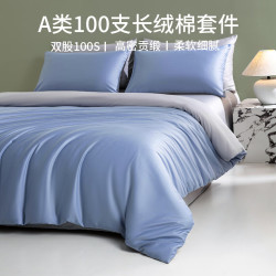 AIDLI A类100支贡缎纯棉高密双拼长绒棉全棉四件套 200*230cm