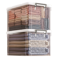 佳帮手大容量透明收纳箱家用衣柜衣物塑料盒子玩具后备箱收纳盒子 【透明20L单只】43*30*24.5cm