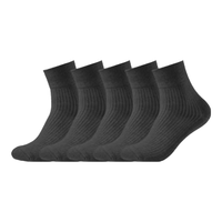 足力健袜子女中老年中筒袜秋冬季毛圈袜男毛巾底保暖防臭10A抗菌月子袜 男款【深灰】 5双 均码