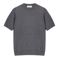 鄂尔多斯1980【精纺】男装圆领短袖羊绒衫25秋冬轻薄T恤 深灰 M 170/92A