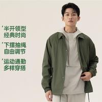 安踏 运动夹克外套男子秋季宽松半开领连帽单茄克上衣男