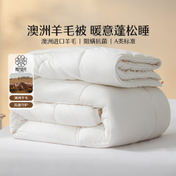 水星家纺 A类进口澳洲羊毛被子   四季被(A类澳洲羊毛+防螨抗菌) 150cm*210cm