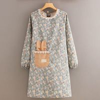 妙美围裙防污防油长袖帆布围裙女家用厨房做饭大人罩衣餐饮工作服围腰