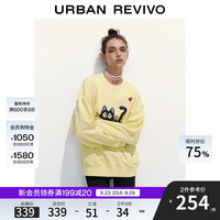 UR2025秋季女装鬼马童趣像素风萌宠印花卫衣UYV450219 浅黄 (偏宽松) S