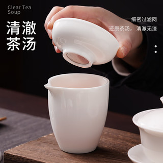 豪峰羊脂玉2025茶具套装家用泡茶壶盖碗泡茶杯子高档 【白瓷熊猫10件套】【红礼盒】