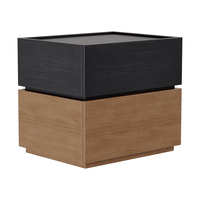 顾家家居【意式-中古风】卧室双抽储物柜家用床头柜7955 【月云灰+胡桃木色】高端床头柜