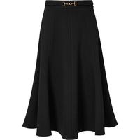 红袖垂感半身裙冬季女装 金属扣A字侧拉设计气质百搭质感长裙 黑3050 S