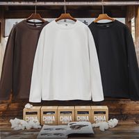 马登 MADEN工装新疆纯棉长袖T恤纯色内搭打底白色重磅高克重体恤男秋季