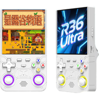开源游戏机R36Ultra掌机2025掌上GBA便携式怀旧迷你街机PSP 透明黑128G标配 10000个游戏