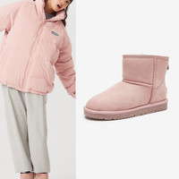 Semir雪地靴女2024春秋季潮流卡其色加绒加厚保暖短款面包鞋子女 35