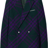 【商务轻奢风】女式含棉羊毛时髦撞色格纹高级质感垫肩西服