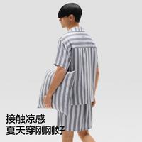 蕉内 丝丝505H睡衣男条纹家居服短袖凉感透气舒适丝滑套装