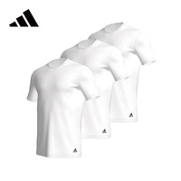 阿迪达斯Adidas短袖男女同款T恤男生亲肤舒适家居服运动上衣 黑色短袖三件 L