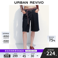 UR2025秋季女装丹宁回潮撞色拼接抽绳牛仔短裤UYL850151 蓝色 27