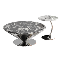顾家家居（KUKA）现代简约宝格丽黑纹理飞碟造型大理石茶几角几客厅家用DS7216TD 茶几+角几 宝格丽黑