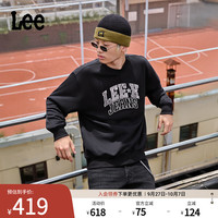 李 Lee25秋冬舒适版圆领植绒印花Logo男长袖卫衣潮LMT010842204 黑色 L