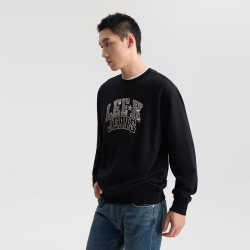 Lee 秋冬舒适版圆领植绒印花Logo男长袖卫衣潮