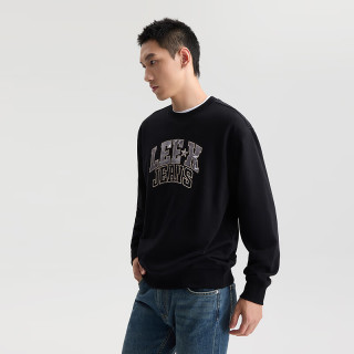 Lee 秋冬舒适版圆领植绒印花Logo男长袖卫衣潮