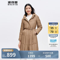 波司登冬90鹅绒羽绒服女轻薄长款连帽束腰气质显瘦外套B30134172