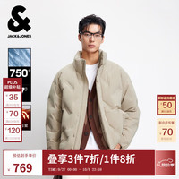 杰克·琼斯(JACK&JONES)男装冬季羽绒服纯色百搭立领发热内里多口袋略宽松上衣225312023 E11卡其色 2XL (190)