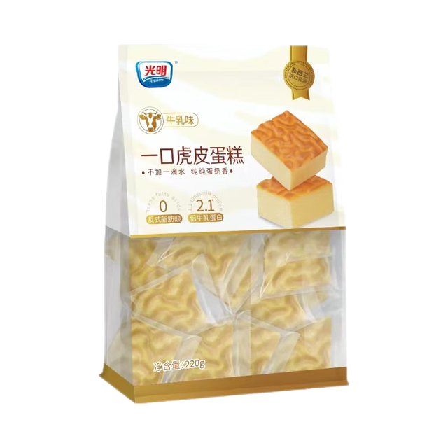 光明 一口小虎皮蛋糕(牛乳味) 220g*袋