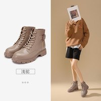 【鞋品合集】Semir马丁靴女鞋2025秋季厚底雪地靴长筒靴大黄靴男 E-浅驼色【106822146014】 35