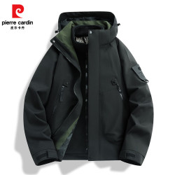 皮尔·卡丹 皮尔卡丹冲锋衣男女同款户外登山服旅行三合一可拆卸防风防水夹克外套装 黑色  XL