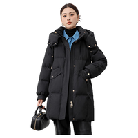 雅鹿中长款款羽绒服女2025拆卸连帽加厚保暖冬季外套 橡皮粉 XL 【135-155斤】