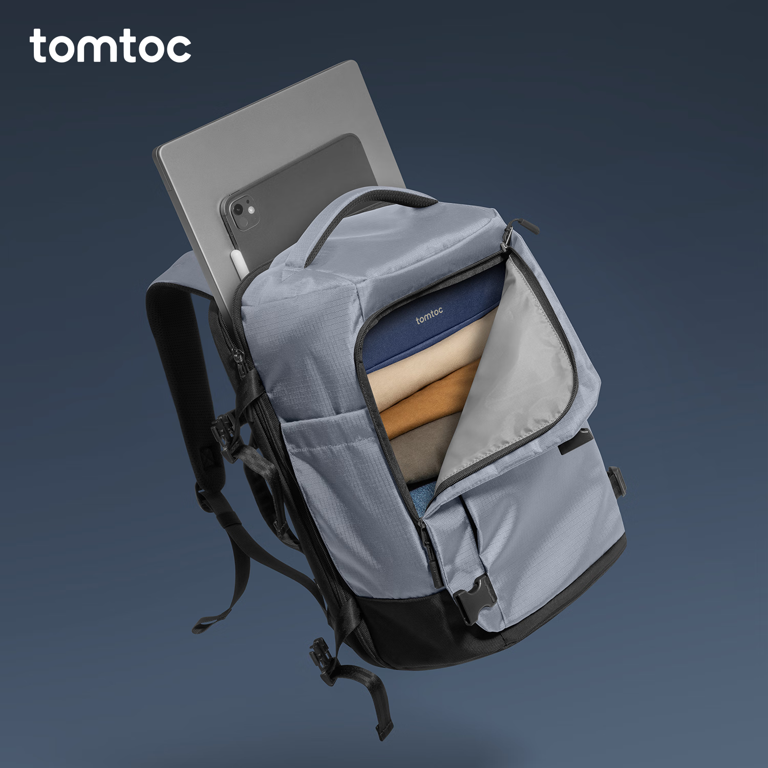 tomtoc T66 轻量化防泼水 月银 40L 男士双肩包