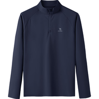骆驼（CAMEL）长袖速干T恤男跑步立领运动上衣 J15CA9L3003 黑夜蓝 L 【男】3003，黑夜蓝