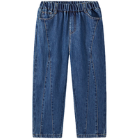 马骑顿 男童 街潮学院风立体剪裁撞色口袋牛仔裤 深牛仔蓝