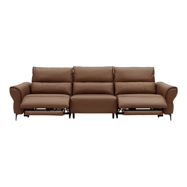 顾家家居 KUKA 意式0靠墙头层皮大坐深电动功能沙发时光岛6352 三人位双电动2.81m