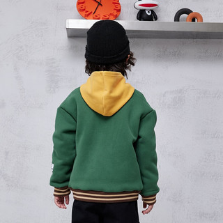 大嘴猴（paul frank）童装棒球服男女童2025冬季款潮流百搭舒适保暖中大童经典外套 279B绿色（加绒） 140