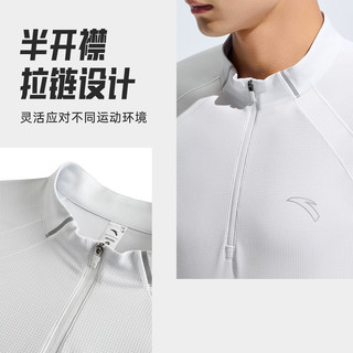 安踏零压T | 男子半拉链长袖t恤舒适百搭休闲训练运动内搭跑步上衣 【速干进阶logo款】沙粒灰5402-1 M