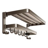 移动端、京东百亿补贴：百悍 毛巾架免打孔卫生间置物架浴室挂件厕所浴巾架套装卫浴洗手间收纳