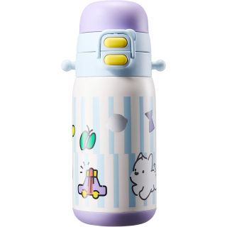 babycare 儿童三饮保温杯316L不锈钢550ml水杯水壶宝宝学饮吸管杯上学+ 无杯套免换盖3饮蓝