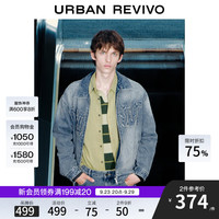 URBAN REVIVO UUV850034 复古水洗立体字母牛仔外套 灰蓝 S