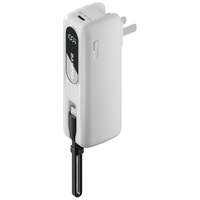 倍魔新国标3C认证三合一充电宝5000毫安自带AC插头+22.5W快充线便携移动电源适用苹果8-14可上飞机白色