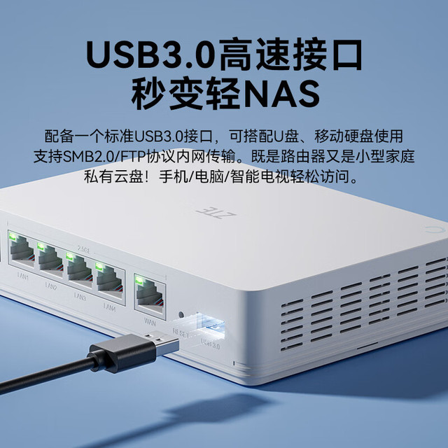 中兴 星云MAX全2.5G主路由 有线无线 全屋无死角 AC+AP穿墙王 & 监控网络分流器交换机 网线分线器