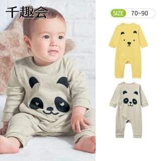 日本千趣会 SENSHUKAI春款婴幼儿哈衣爬服可爱熊猫动物纯色纯棉宝宝连体衣
