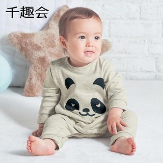 日本千趣会 SENSHUKAI春款婴幼儿哈衣爬服可爱熊猫动物纯色纯棉宝宝连体衣