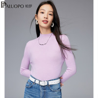 帕罗25秋冬100%绵羊毛女士针织毛衣半高领打底纯色百搭羊毛衫 紫色 S 155/95