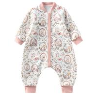 欧孕(OUYUN)睡袋婴儿春秋款空气层夹棉儿童分腿宝宝防踢被子纯棉保暖 赤狐森林【春秋17-25℃】 80码-身高55-80-年龄3-18月