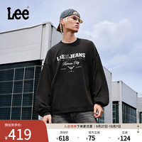 李 Lee25秋冬宽松版圆领印花Logo男女同款长袖卫衣LUT010845204 黑色（尺码偏大，拍小一码） 2XL