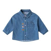 嘟嘟家男童衬衫软牛仔儿童外套秋装宝宝长袖上衣女童秋冬加绒衬衣