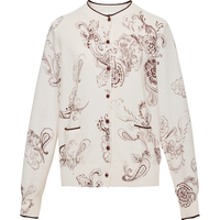 EP雅莹2025秋装女装 印花钉珠软糯羊毛长袖针织开衫毛衣9155A 酒红色 2XL