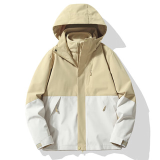 雅鹿高级感冲锋衣女男加厚防风三合一可拆卸登山服滑雪服夹克保暖外套 KK96888砾石灰/海军兰-女款 M