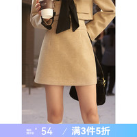 谜秀法式千金套装裙秋冬小个子时尚小香风外套冬裙两件套 灰卡其短裙 M